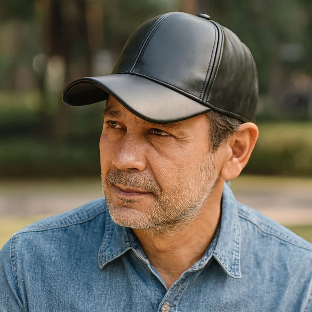 Boné Masculino de Couro Sintético Gardner Ajustável - Dom Conrado