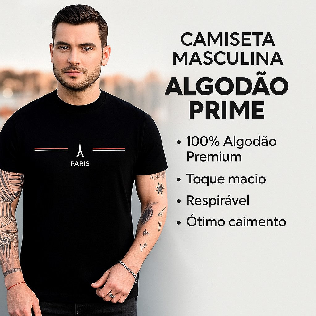 Camiseta Masculina Manga Curta Algodão Prime - Paris | Dom Conrado