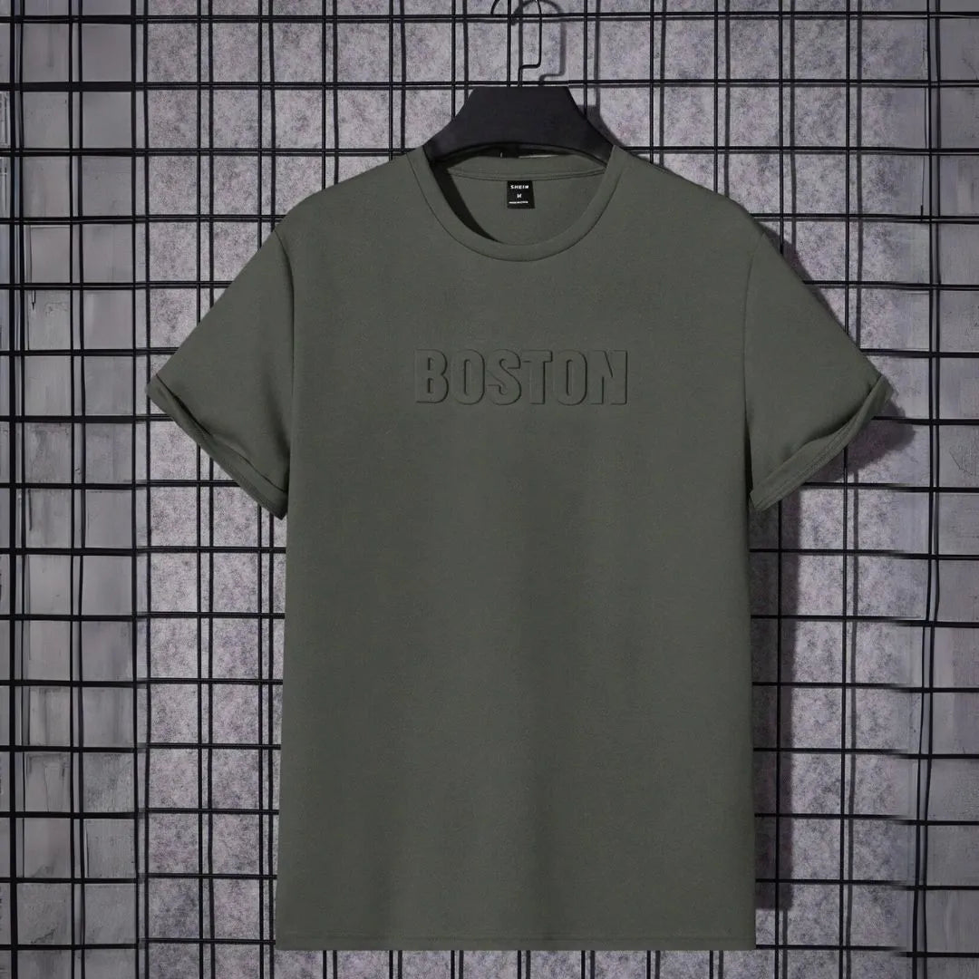 Camiseta Masculina em Alto Relevo Boston