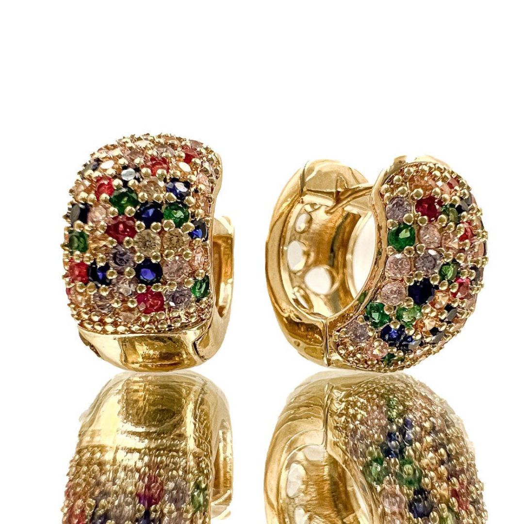 Brinco Masculino Argola Prata Cravejada Zirconia