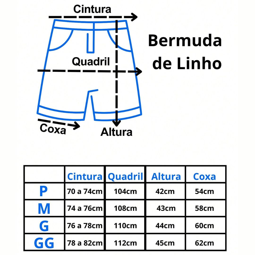 Bermuda Linho Masculino Com Cordão - Hank