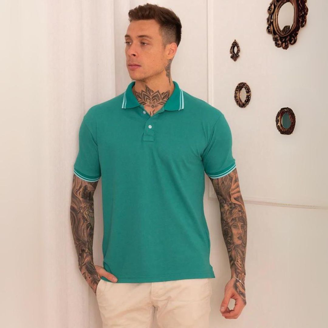 Camisa Polo com Detalhes - Tecido Premium