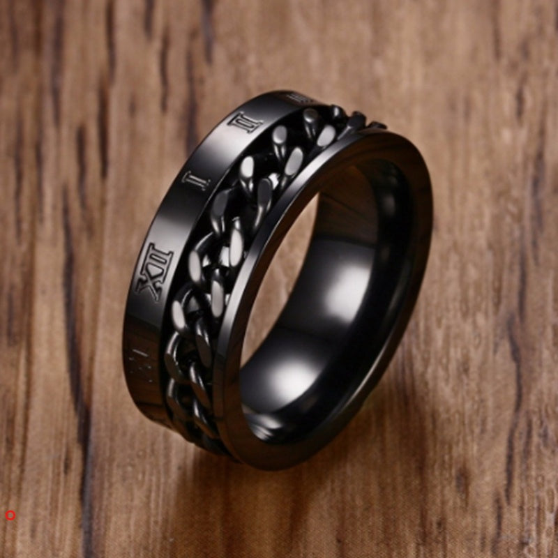 Anel Masculino Giratório com Números Romanos - Dom Conrado