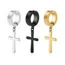 Brinco de Argola com Cruz em Aço Inoxidável - Dom Conrado