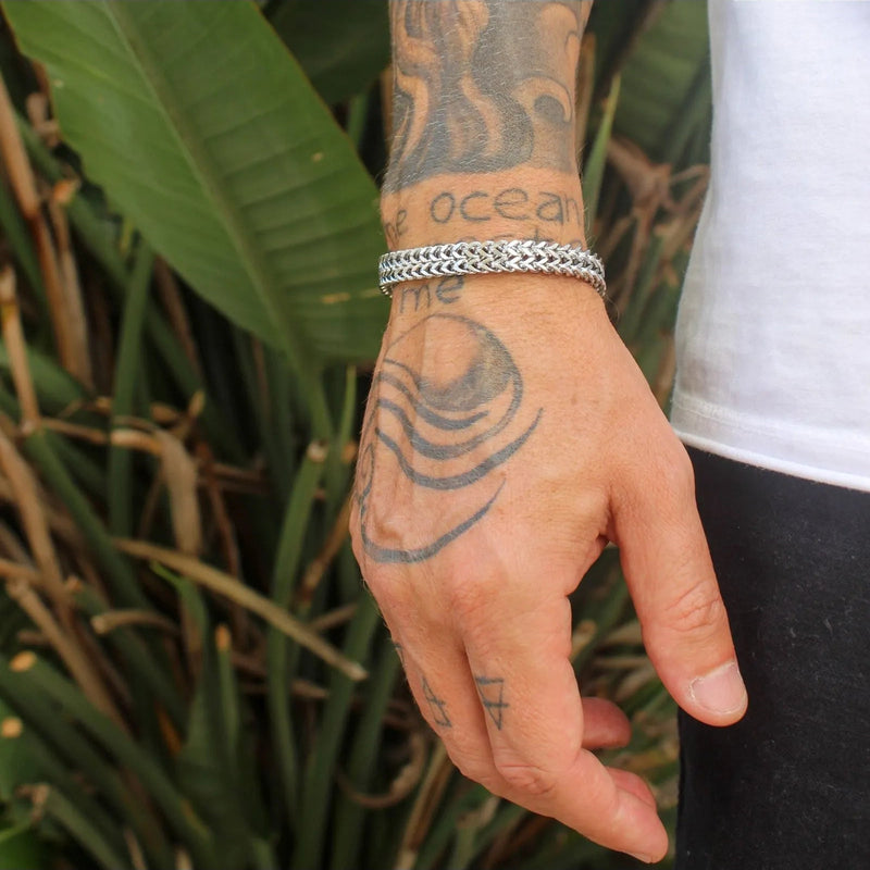 Pulseira Masculina Prata - Aço Inoxidável Hipoalergenica - George | Dom Conrado