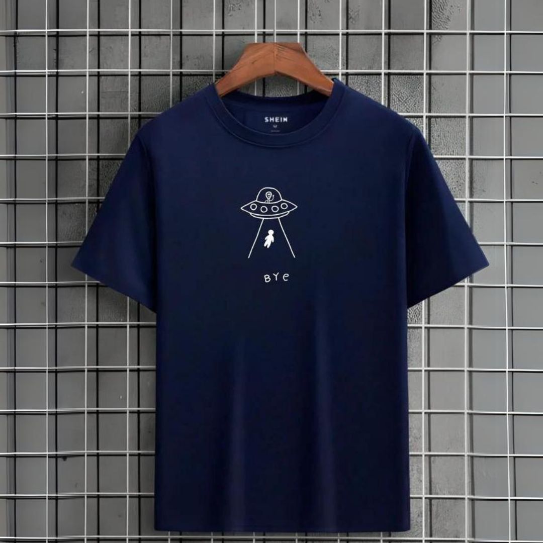 Camiseta Masculina de Algodão Estampa ET Abdução