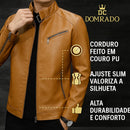 Jaqueta Masculina de Couro Caramelo Slim Fit - Capelani | Dom Conrado