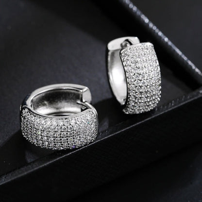 Brinco Masculino Argola Prata Cravejada Zirconia