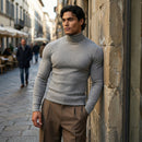 Blusa Cacharrel Gola Alta em Viscolycra Canelada - Modelo Adrian - Dom Conrado