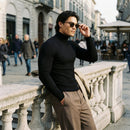 Blusa Cacharrel Gola Alta em Viscolycra Canelada - Modelo Adrian - Dom Conrado