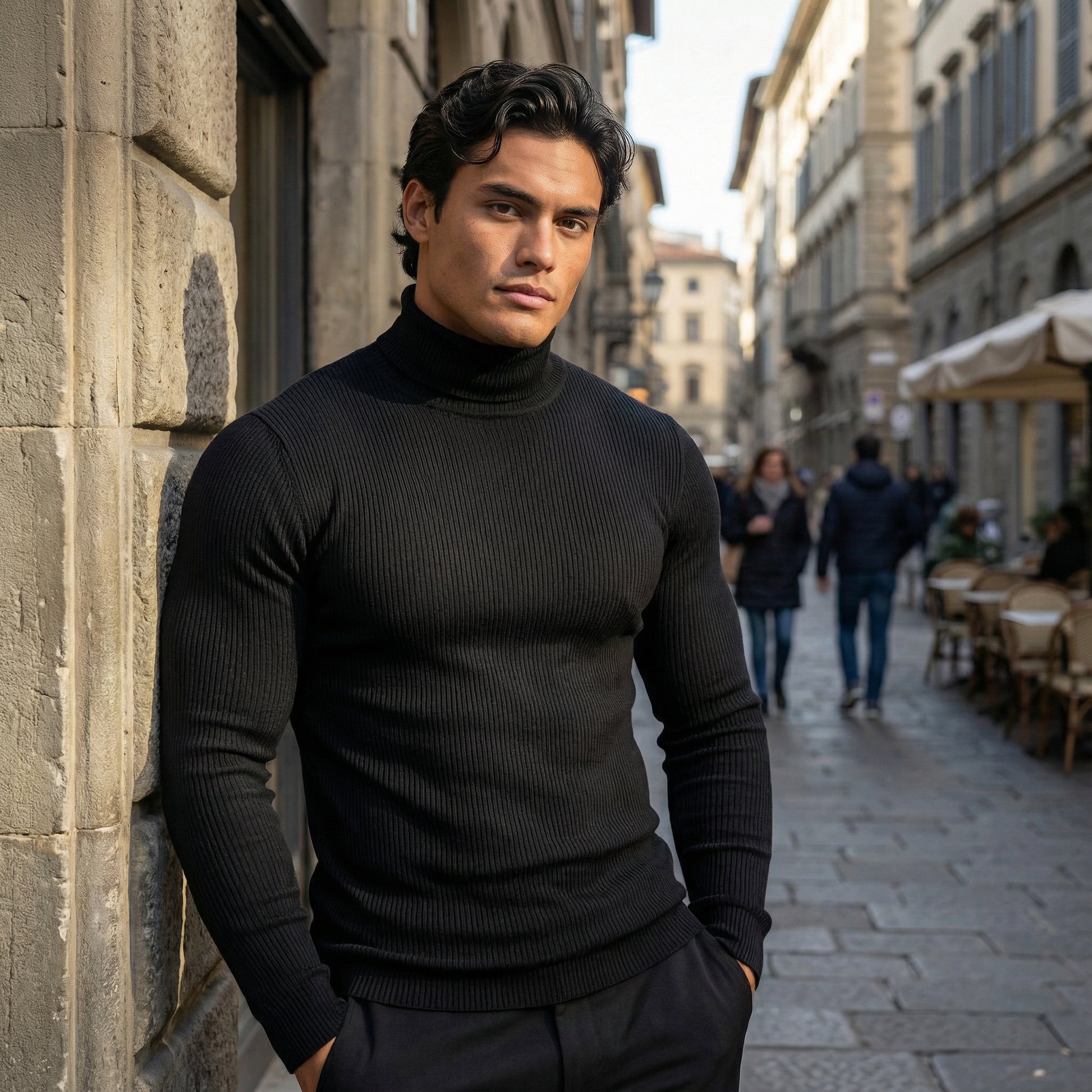 Blusa Cacharrel Gola Alta em Viscolycra Canelada - Modelo Adrian - Dom Conrado