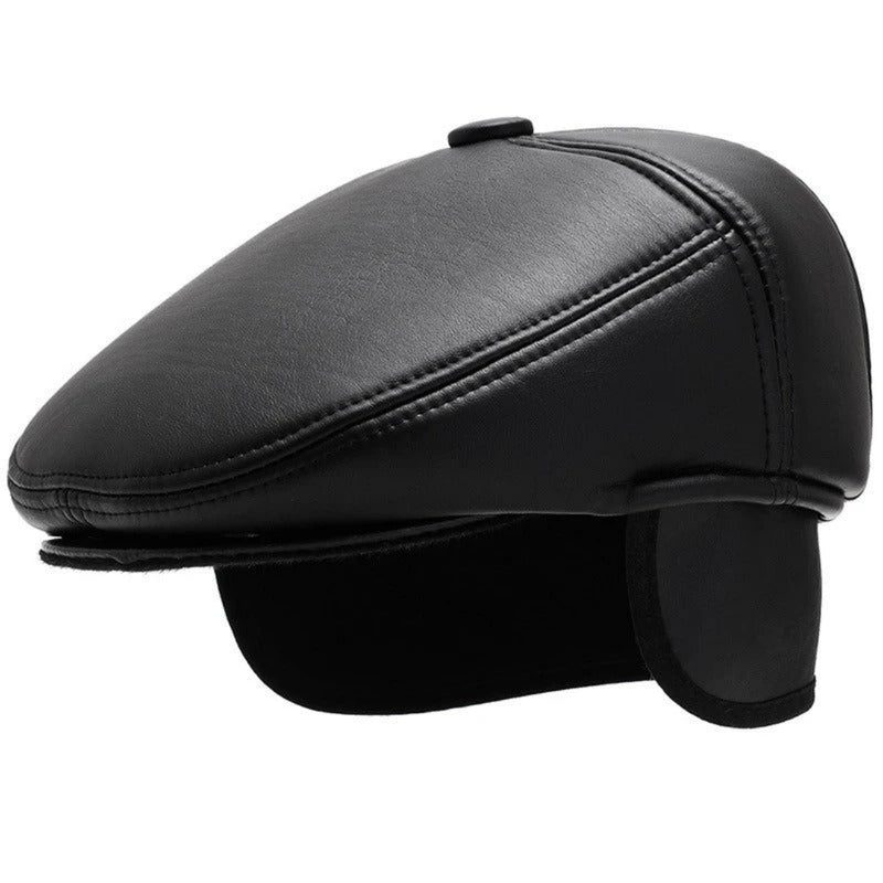 Boina Masculina de Couro Ivy Cap Inglesa com Protetor de Orelha - Dom Conrado