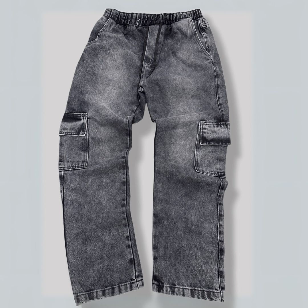 Calça Cargo Masculina Denim Jeans Cinza - FreeStyle - Dom Conrado