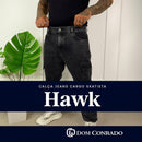 Calça Cargo Jeans Masculina Preta Estonada Skatista - Hawk | Dom Conrado