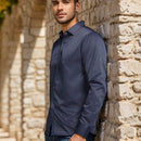 Camisa Social Masculina Manga Comprida Slim Fit com Elastano - Zoro- Dom Conrado