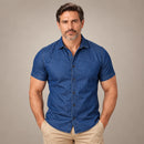 Camisa Jeans Masculina Slim Fit Manga Curta - Midorya | Dom Conrado