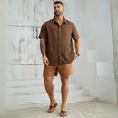 Camisa de Botao Masculina Verao 2025/2026 Plus Size - Lemon