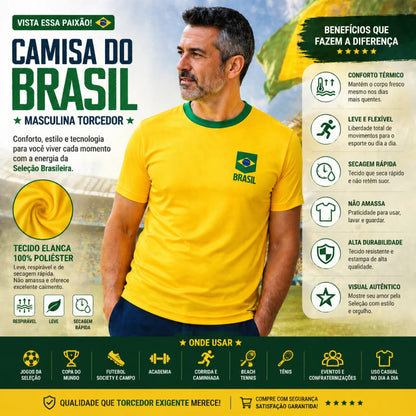 Camisa do Brasil Masculina Torcedor – Seleção Amarela Copa do Mundo