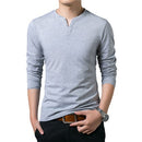 Camisa Camiseta Masculina Slim Fit Manga Longa Casual com 2 Botões - Dom Conrado