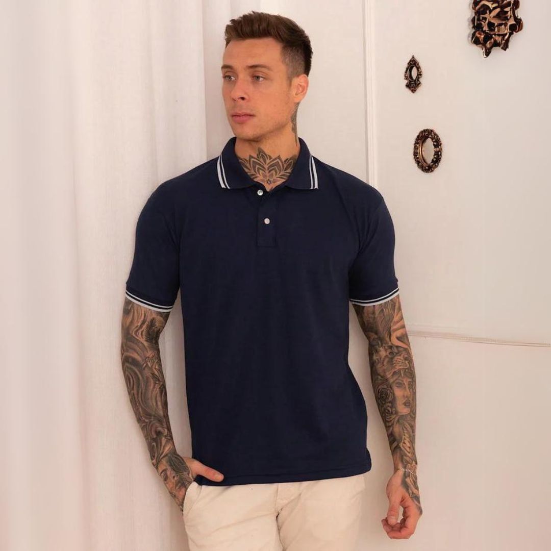 Camisa Polo com Detalhes - Tecido Premium