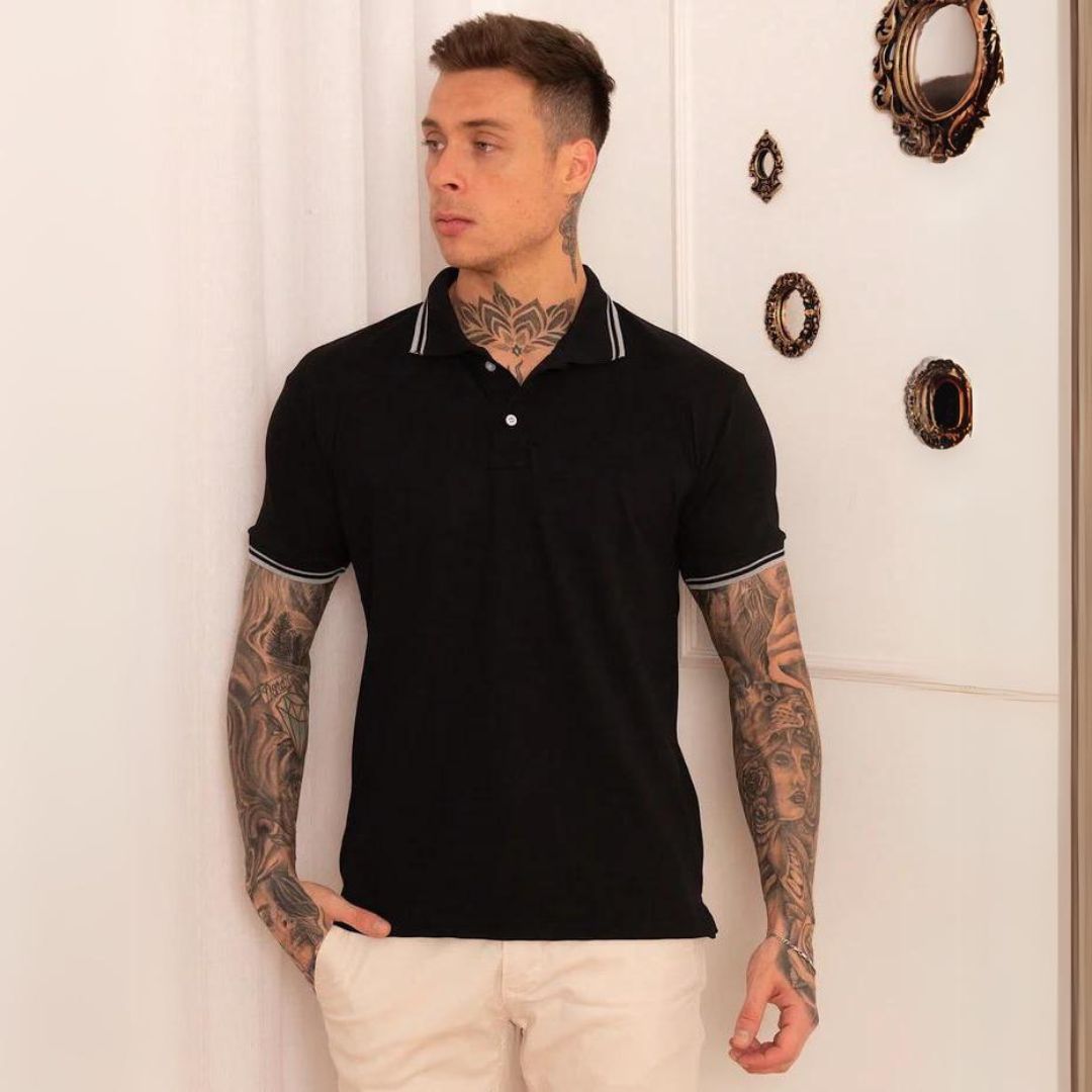 Camisa Polo com Detalhes - Tecido Premium