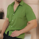 Camisa Social Masculina Manga Curta de Botão Lisa - Dom Conrado