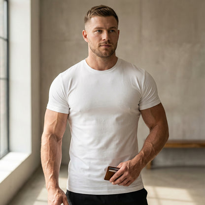 Camiseta Masculina Slim em Viscolycra Premium - Modelo Bernard - Dom Conrado