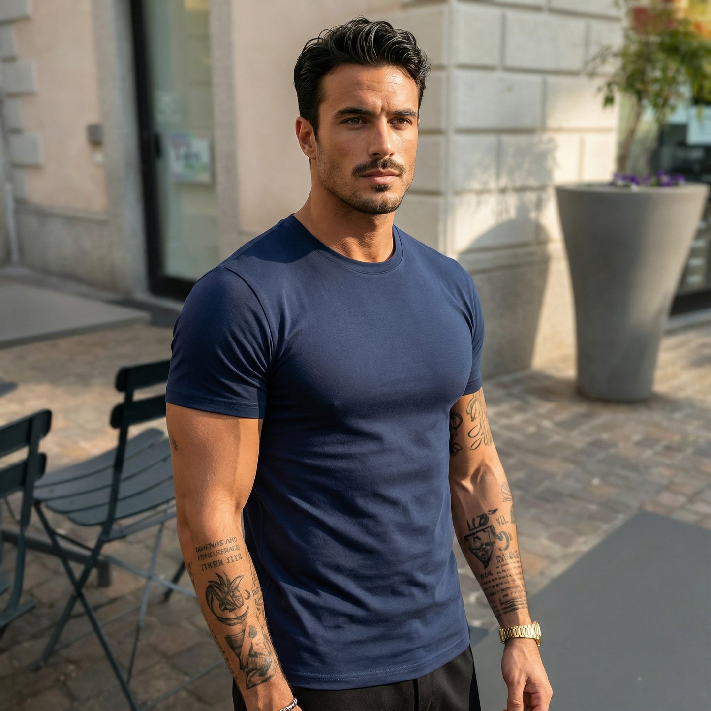 Camiseta Masculina Slim em Viscolycra Premium - Modelo Bernard - Dom Conrado