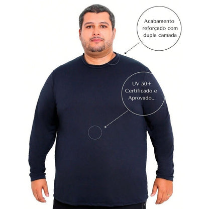 Camiseta Plus Size Manga Longa Térmica DryFit Proteção UV 50+ - Calvin | Dom Conrado