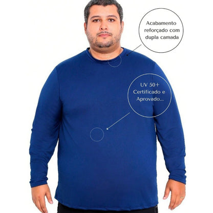 Camiseta Plus Size Manga Longa Térmica DryFit Proteção UV 50+ - Calvin | Dom Conrado