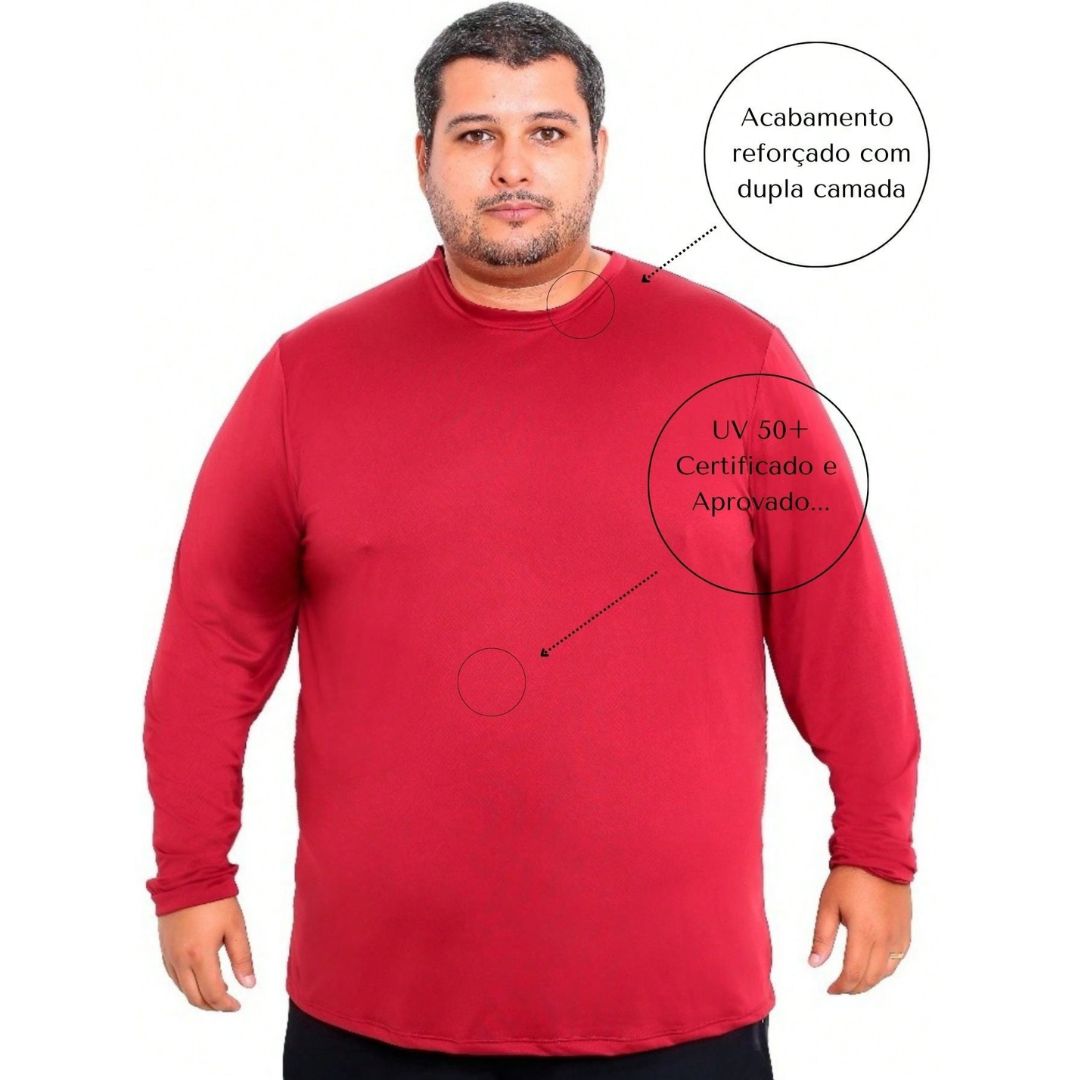 Camiseta Plus Size Manga Longa Térmica DryFit Proteção UV 50+ - Calvin | Dom Conrado