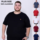 Camiseta Plus Size Masculina Básica Lisa Bordada - Humans