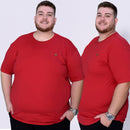 Camiseta Plus Size Masculina Básica Lisa Bordada - Humans