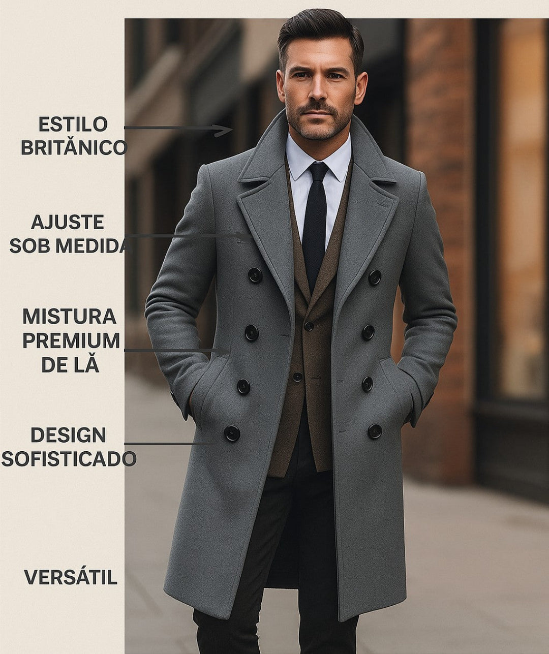 Casaco Sobretudo Masculino Cinza - Cavil - Dom Conrado