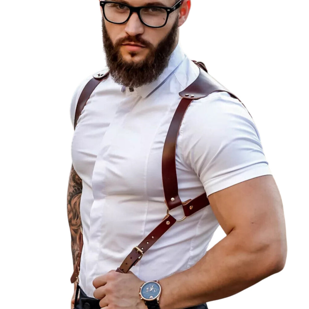 Cinto Suspensório Masculino Estilo Europeu em Couro Sintético – Bakugo - Dom Conrado