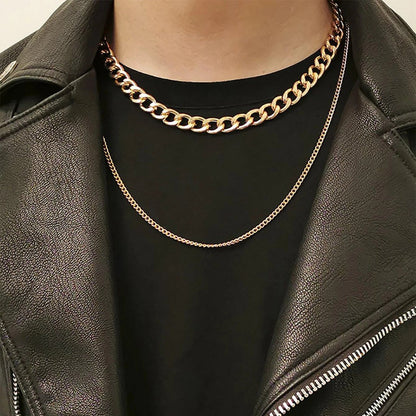 Colar Masculino 2 Peças - Conjunto Corrente Grossa e Fina - Dom Conrado