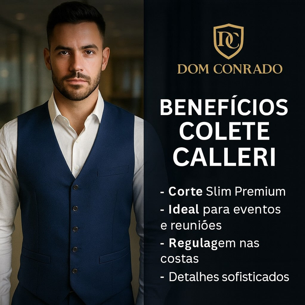 Colete Social Masculino Azul Marinho Slim Calleri - Dom Conrado