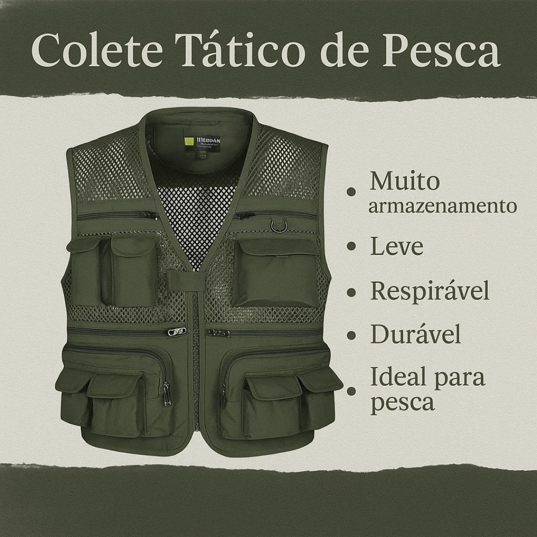 Colete Tático de Pesca Masculino - Parker - Dom Conrado