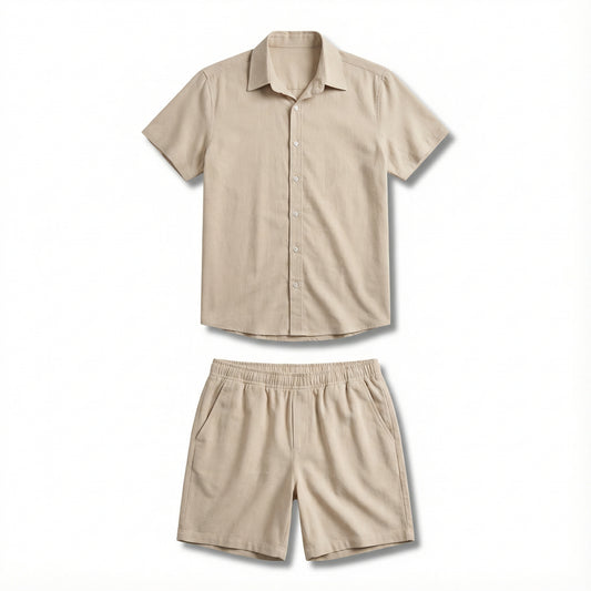 Conjunto Masculino Camisa e Short em Viscolinho Premium - Modelo Capri - Dom Conrado