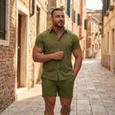 Conjunto Masculino Camisa e Short em Viscolinho Premium - Modelo Capri - Dom Conrado