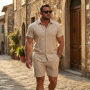 Conjunto Masculino Camisa e Short em Viscolinho Premium - Modelo Capri - Dom Conrado