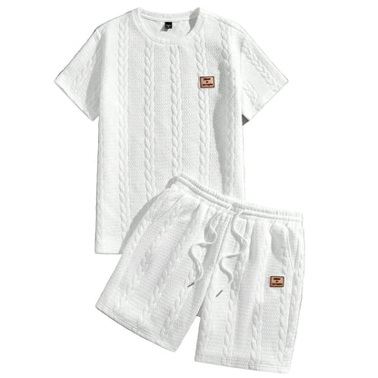 Conjunto Masculino Camisa e Shorts em Malha Texturizada - Minimalista - Dom Conrado