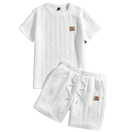Conjunto Masculino Camisa e Shorts em Malha Texturizada - Minimalista - Dom Conrado