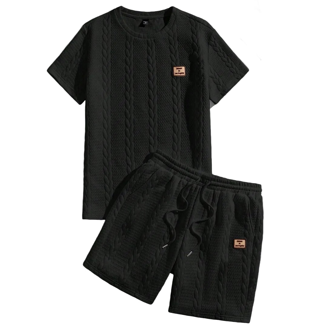 Conjunto Masculino Camisa e Shorts em Malha Texturizada - Minimalista - Dom Conrado