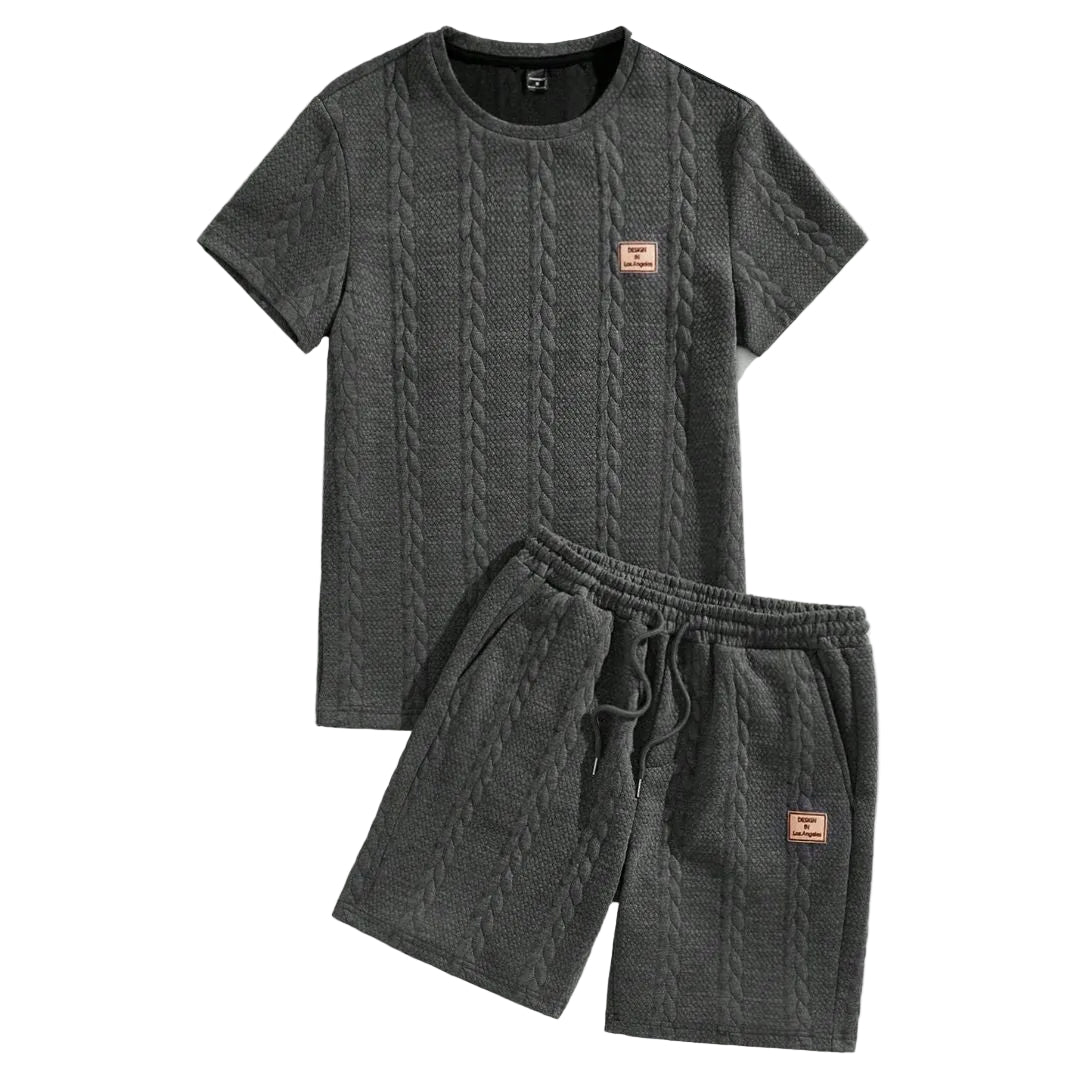 Conjunto Masculino Camisa e Shorts em Malha Texturizada - Minimalista - Dom Conrado