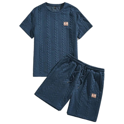Conjunto Masculino Camisa e Shorts em Malha Texturizada - Minimalista - Dom Conrado