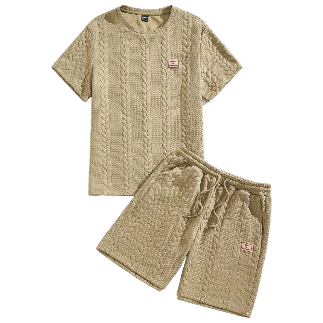 Conjunto Masculino Camisa e Shorts em Malha Texturizada - Minimalista - Dom Conrado