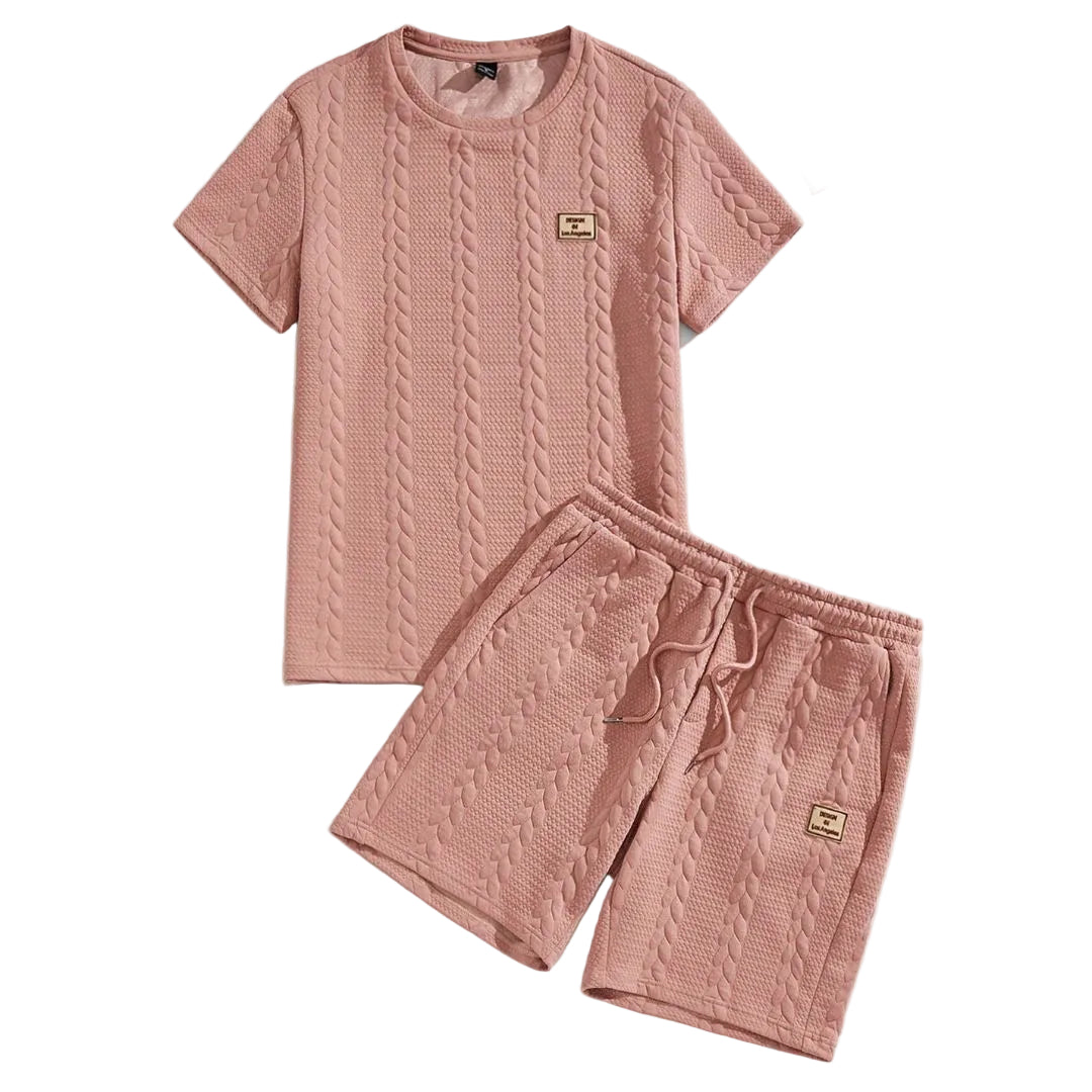 Conjunto Masculino Camisa e Shorts em Malha Texturizada - Minimalista - Dom Conrado