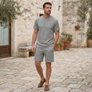 Conjunto Masculino Camisa e Shorts em Malha Texturizada - Minimalista - Dom Conrado