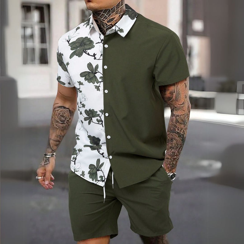 Conjunto Masculino Camisa e Shorts de Alta Qualidade - Tropical Caribbean - Dom Conrado